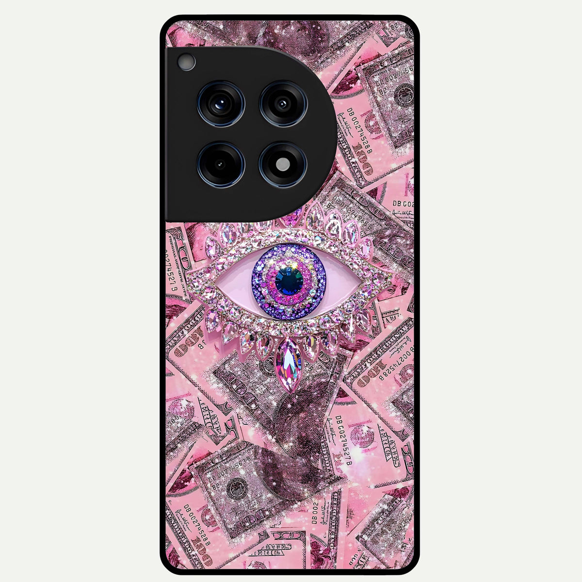  Money Eye Luxe Glass Case For OnePlus 12R back cover – full design glossy printed glass finish