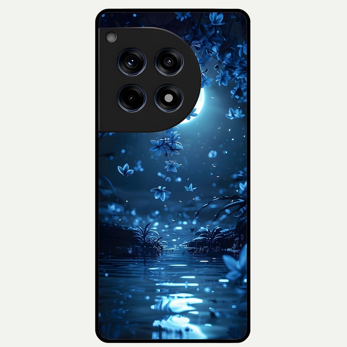  Moonlight Petal Dream Glass Case For OnePlus 12R back cover – full design glossy printed glass finish