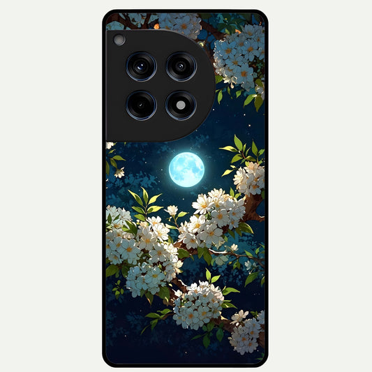 Moonlit Blossom Dream Glass Case For OnePlus 12R back cover – full design glossy printed glass finish