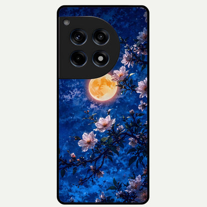  Moonlit Blossoms Night Glass Case For OnePlus 12R back cover – full design glossy printed glass finish