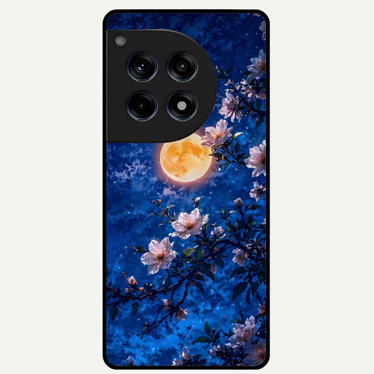  Moonlit Blossoms Night Glass Case For OnePlus 12R back cover – full design glossy printed glass finish