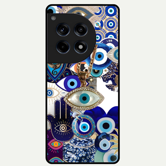  Mystic Charm Eye Glass Case For OnePlus 12R back cover – full design glossy printed glass finish