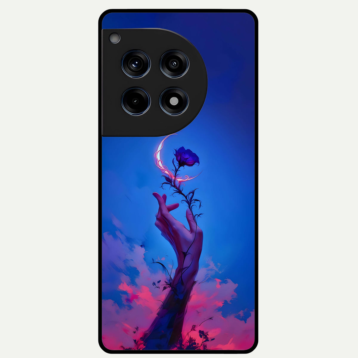  Mystic Hand Glass Case For OnePlus 12R back cover – full design glossy printed glass finish
