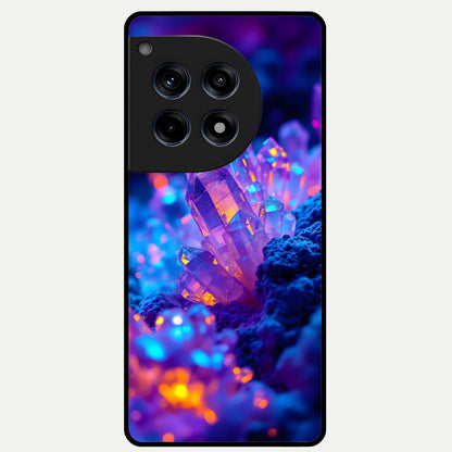  Neon Aura Shards Glass Case For OnePlus 12R back cover – full design glossy printed glass finish