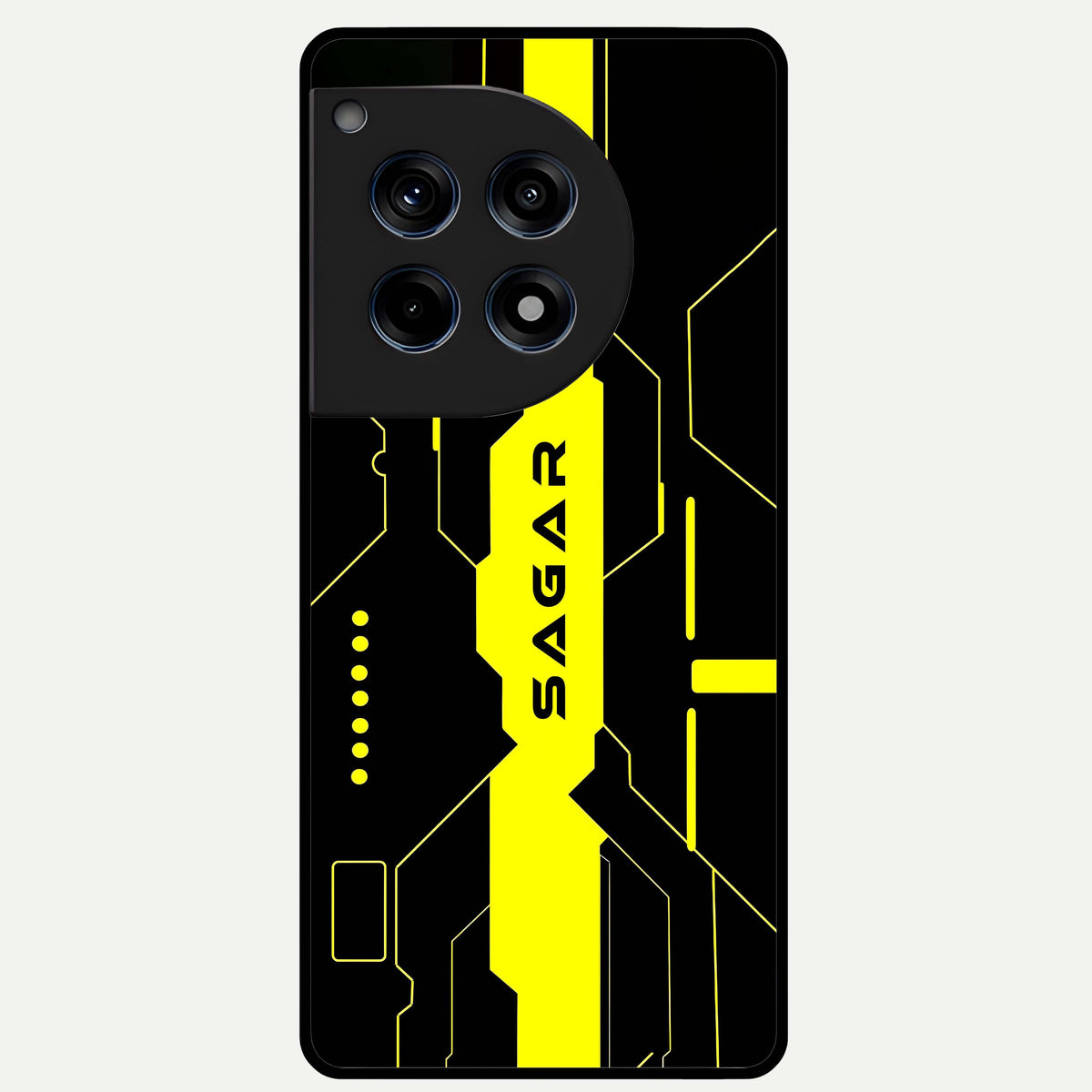  Neon CYBERPUNK Custom Name Glass Case For OnePlus 12R back cover – full design glossy printed glass finish