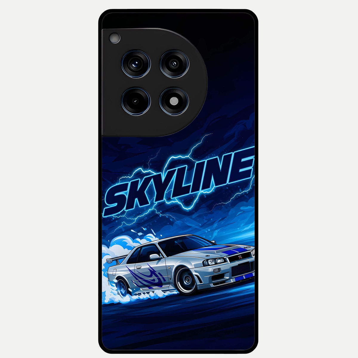  Neon Drift Beast Glass Case For OnePlus 12R back cover – full design glossy printed glass finish