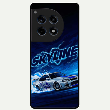  Neon Drift Beast Glass Case For OnePlus 12R back cover – full design glossy printed glass finish