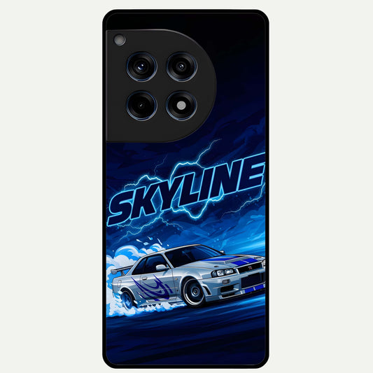  Neon Drift Beast Glass Case For OnePlus 12R back cover – full design glossy printed glass finish