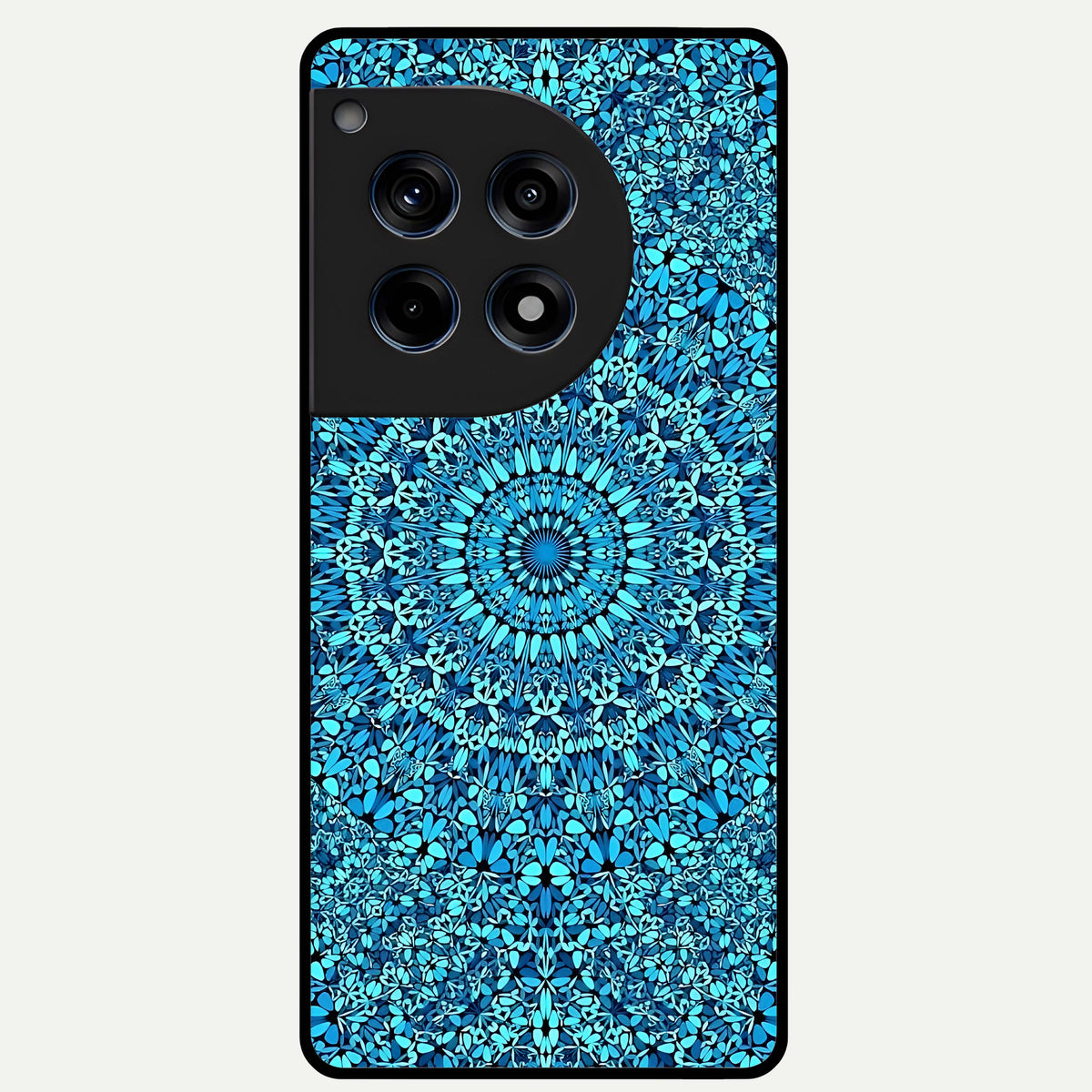  Ocean Bloom Mandala Glass Case For OnePlus 12R back cover – full design glossy printed glass finish