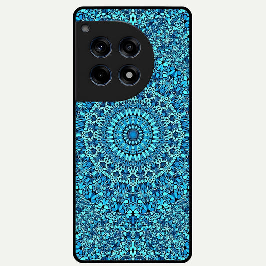  Ocean Bloom Mandala Glass Case For OnePlus 12R back cover – full design glossy printed glass finish