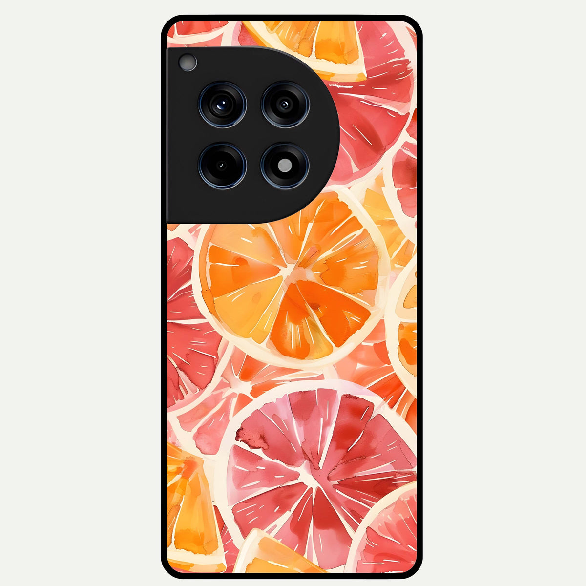 Orange Fruits Pattern Glass Case For OnePlus 12R back cover – full design glossy printed glass finish