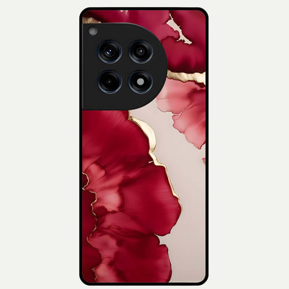  Pink And White Marble Glass Case For OnePlus 12R back cover – full design glossy printed glass finish