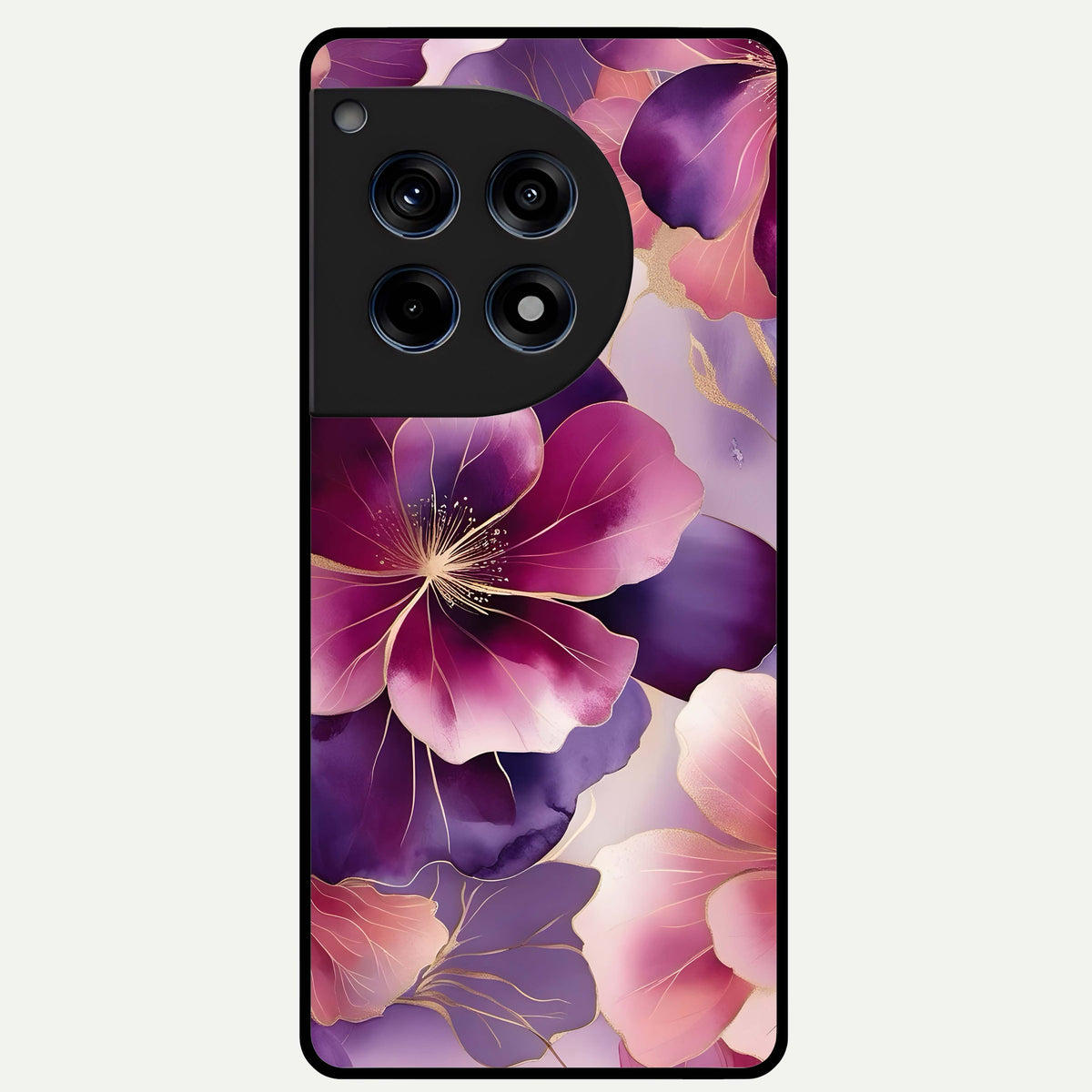  Pink Bouquet Florals Glass Case For OnePlus 12R back cover – full design glossy printed glass finish