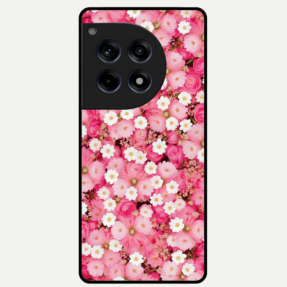 Pink Daisy Bliss Glass Case For OnePlus 12R back cover – full design glossy printed glass finish