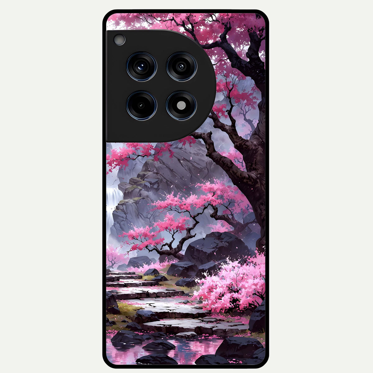  Pink Sunflower Glow Glass Case For OnePlus 12R back cover – full design glossy printed glass finish