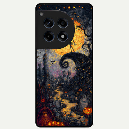  Pumpkin Moonlight Tale Glass Case For OnePlus 12R back cover – full design glossy printed glass finish