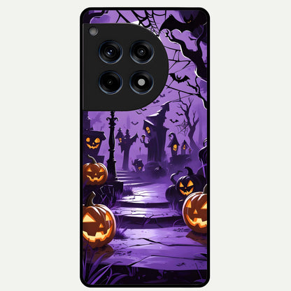  Pumpkin Patch Halloween Glass Case For OnePlus 12R back cover – full design glossy printed glass finish