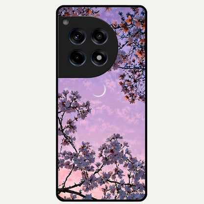  Purple Serenity Moon Glass Case For OnePlus 12R back cover – full design glossy printed glass finish