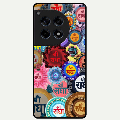  Radha Divine Bloom Glass Case For OnePlus 12R back cover – full design glossy printed glass finish