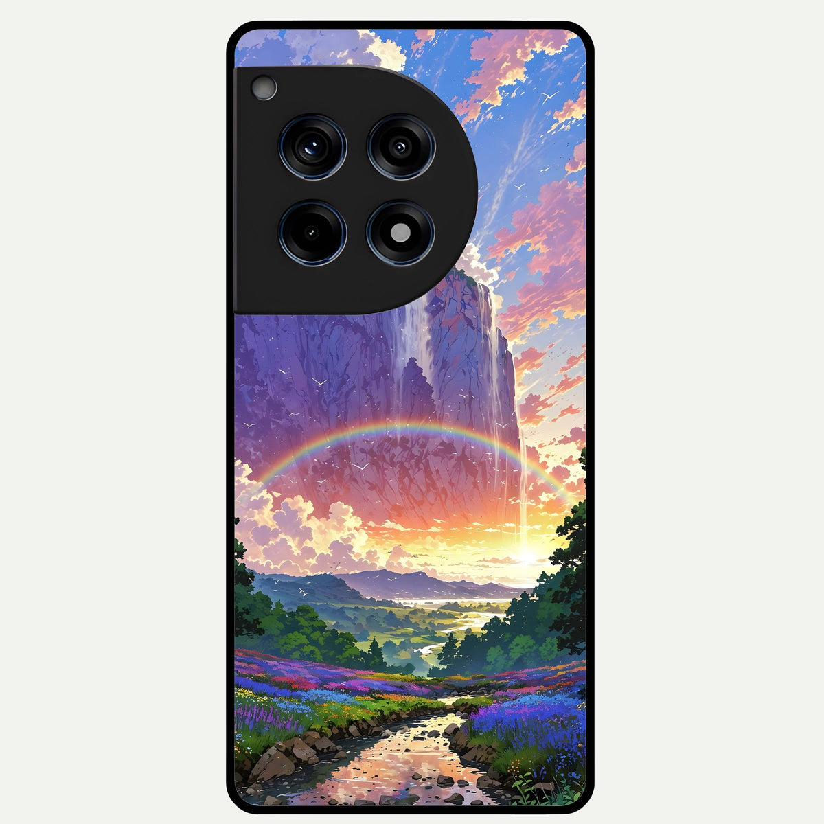  Rainbow Valley Dream Glass Case For OnePlus 12R back cover – full design glossy printed glass finish