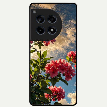  Red Bloom Skies Glass Case For OnePlus 12R back cover – full design glossy printed glass finish