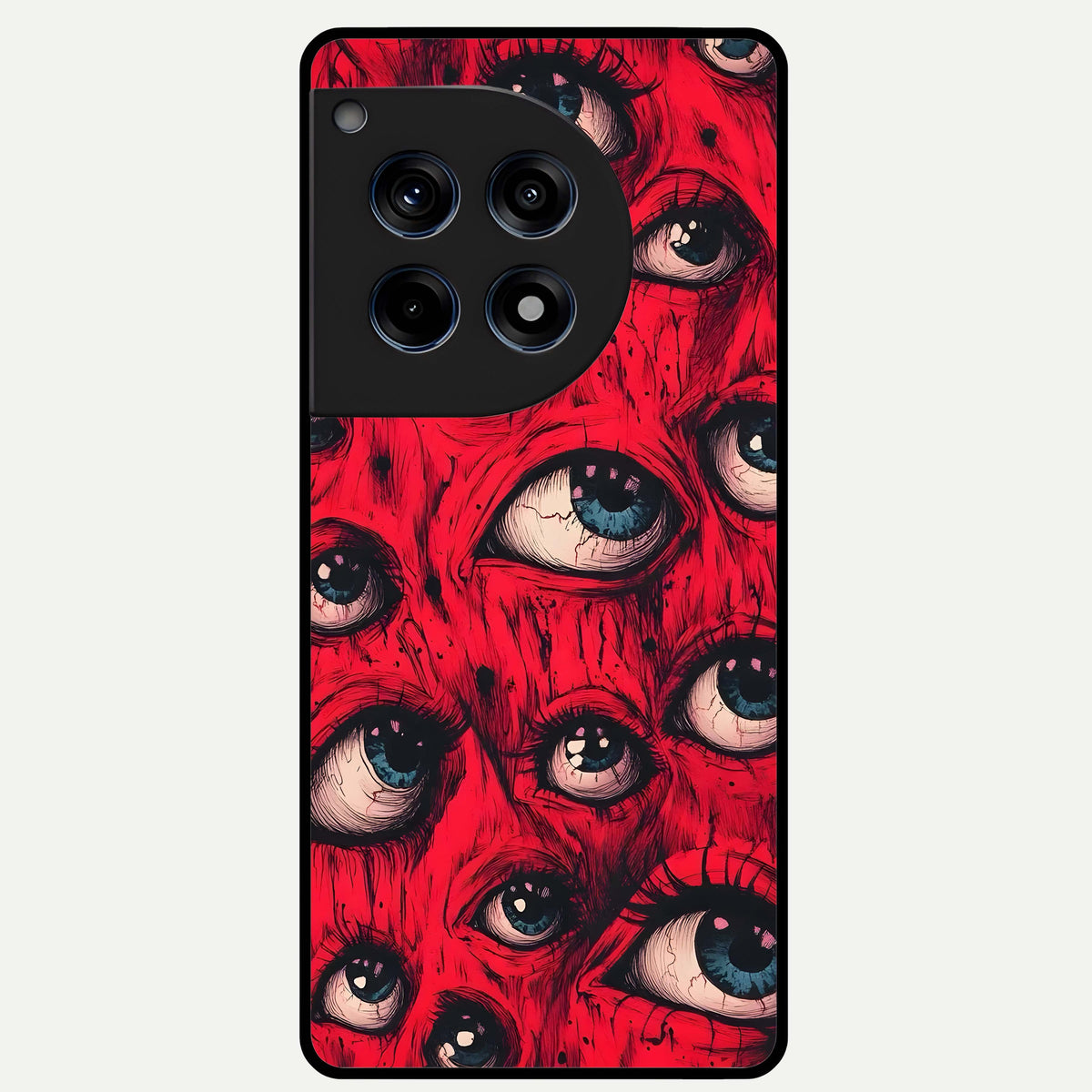  Red Eyes Pattern Glass Case For OnePlus 12R back cover – full design glossy printed glass finish