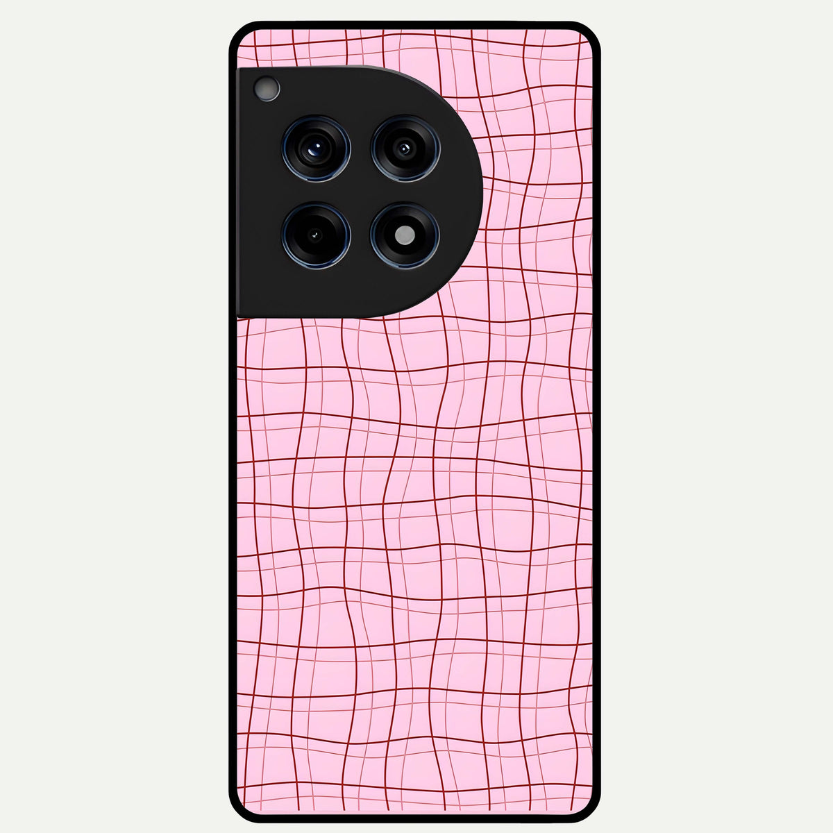 Soft Grid Bliss Glass Case For OnePlus 12R back cover – full design glossy printed glass finish
