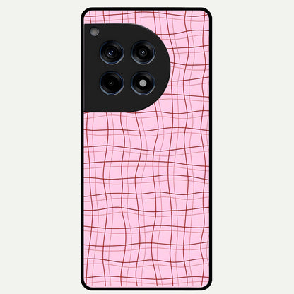  Soft Grid Bliss Glass Case For OnePlus 12R back cover – full design glossy printed glass finish