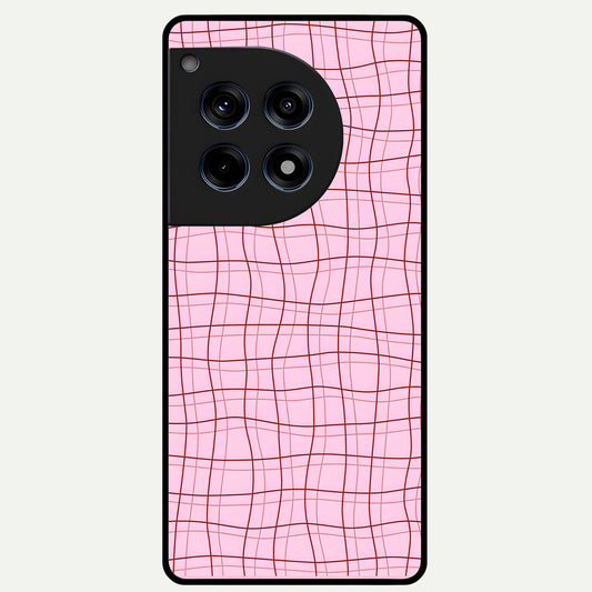  Soft Grid Bliss Glass Case For OnePlus 12R back cover – full design glossy printed glass finish