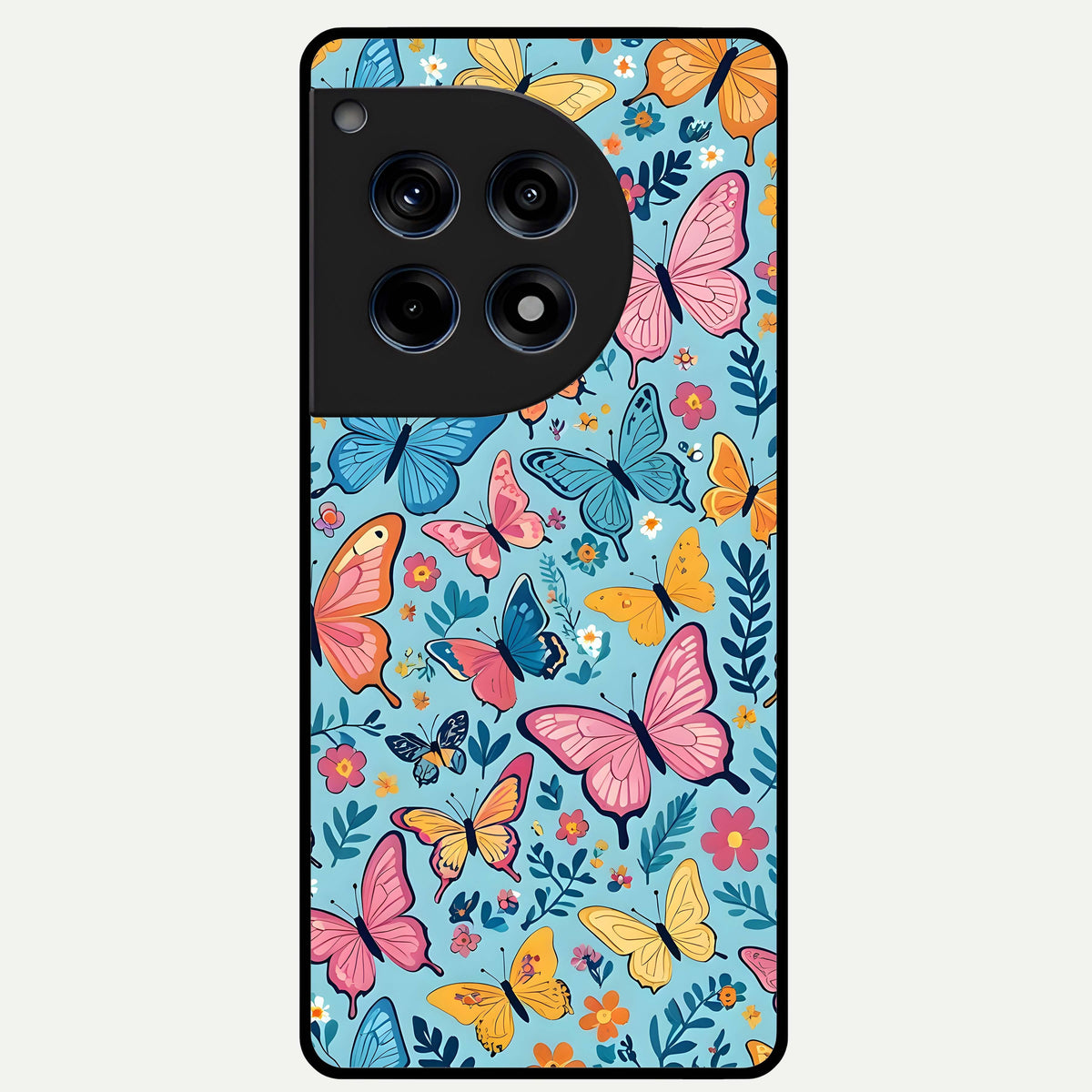  Spring Wing Garden Glass Case For OnePlus 12R back cover – full design glossy printed glass finish