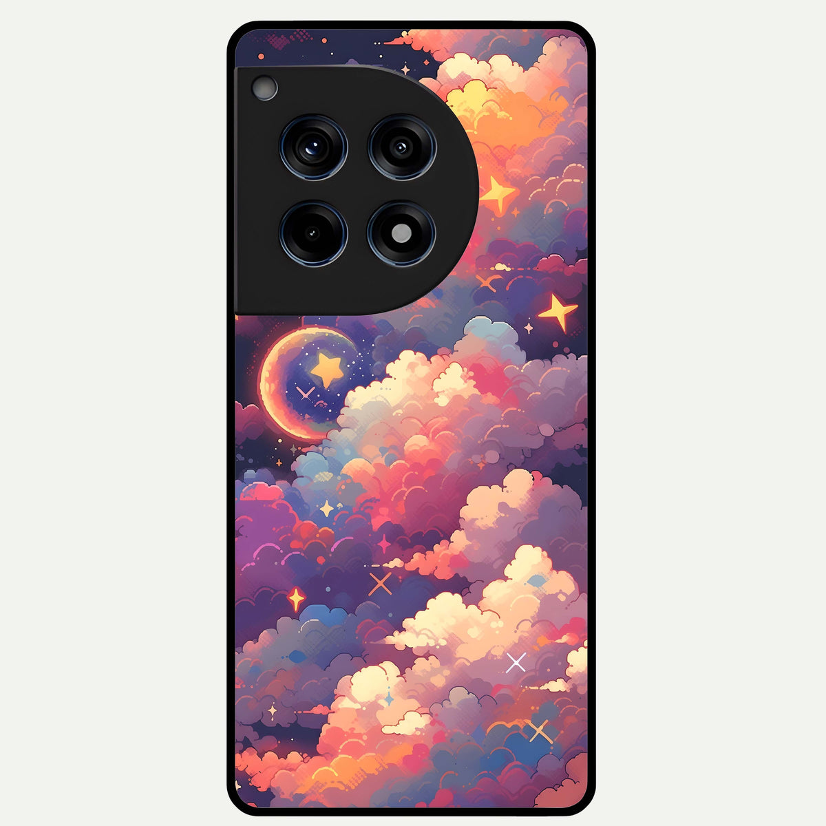  Starlit Dream Clouds Glass Case For OnePlus 12R back cover – full design glossy printed glass finish