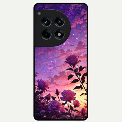  Starlit Rose Twilight Glass Case For OnePlus 12R back cover – full design glossy printed glass finish