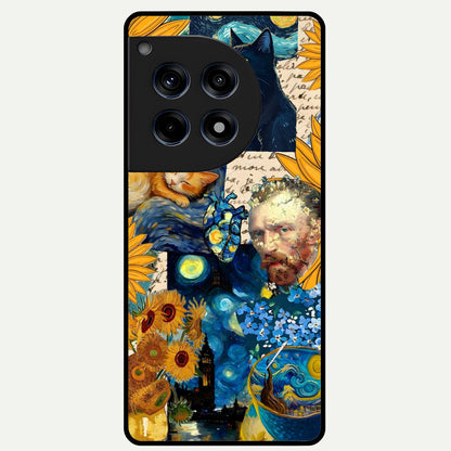  Sunflower Chic Mood Custom Name Glass Case For OnePlus 12R back cover – full design glossy printed glass finish