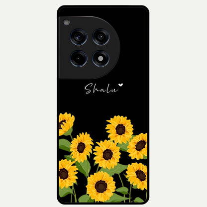  Sunflower Sky Bloom Glass Case For OnePlus 12R back cover – full design glossy printed glass finish