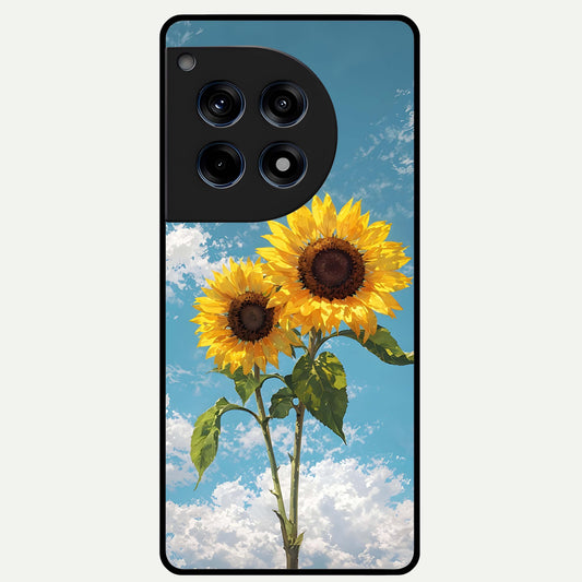  Sunlit Daisy Glow Glass Case For OnePlus 12R back cover – full design glossy printed glass finish