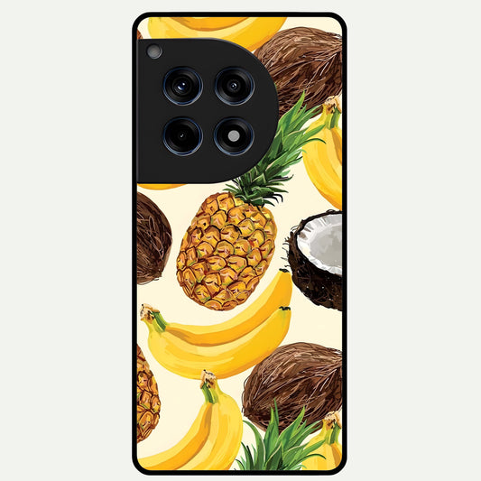 Tropical Fruit Mood Glass Case For OnePlus 12R back cover – full design glossy printed glass finish
