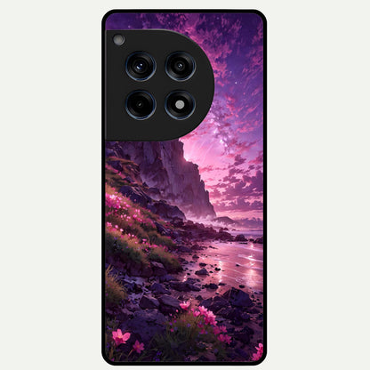  Twilight Blossom Coast Glass Case For OnePlus 12R back cover – full design glossy printed glass finish