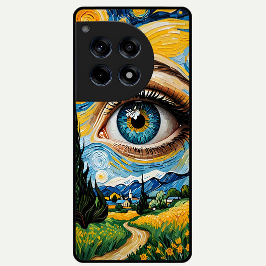  Van Gogh Eye Glass Case For OnePlus 12R back cover – full design glossy printed glass finish