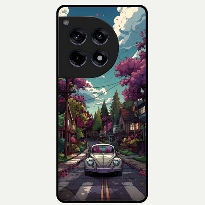  Vintage Street Drive Glass Case For OnePlus 12R back cover – full design glossy printed glass finish