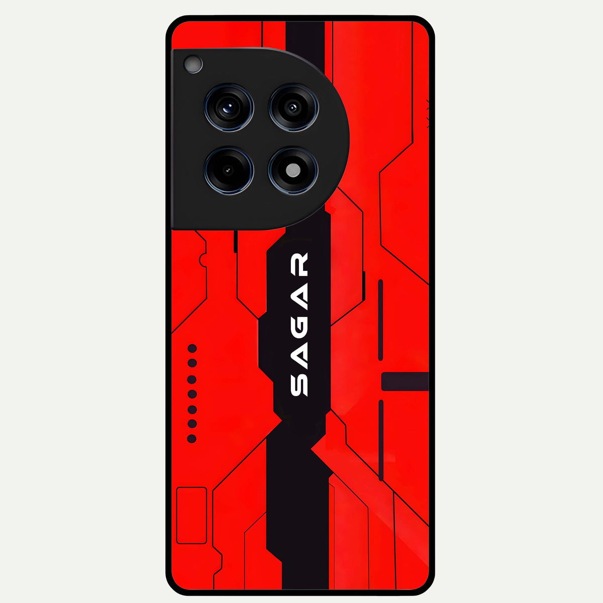  Voltage Rise CYBERPUNK Custom Name Glass Case For OnePlus 12R back cover – personalized glossy printed glass finish