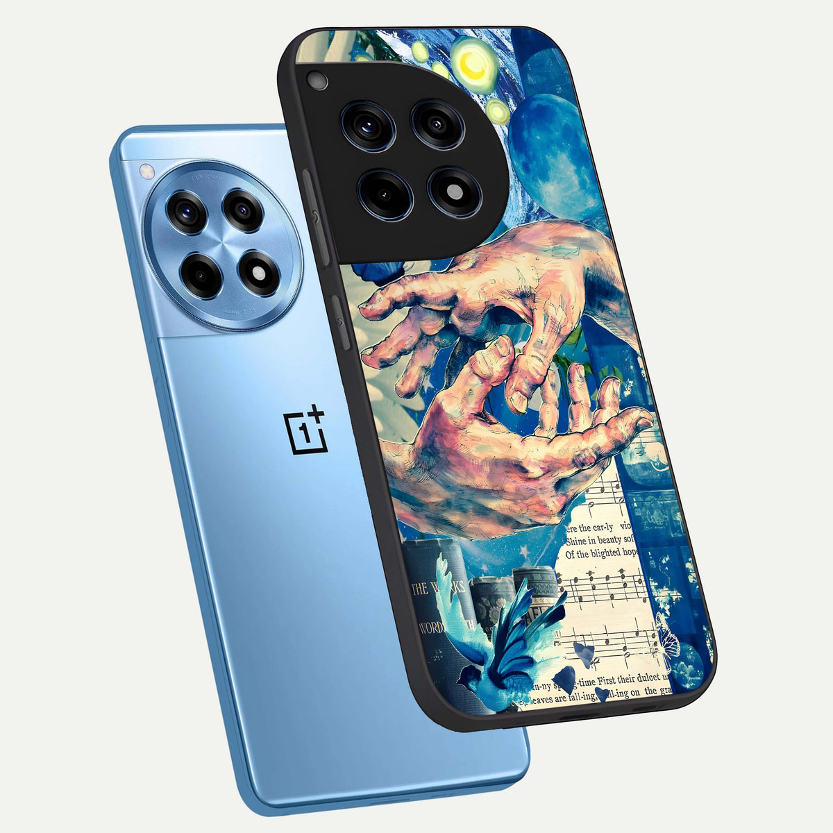  Aesthetic Divider phone case For OnePlus 12R showing premium glass back cover with detailed artwork