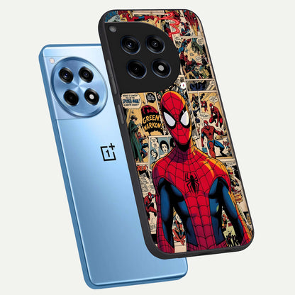  Aesthetic Spider phone case For OnePlus 12R showing premium glass back cover with detailed artwork