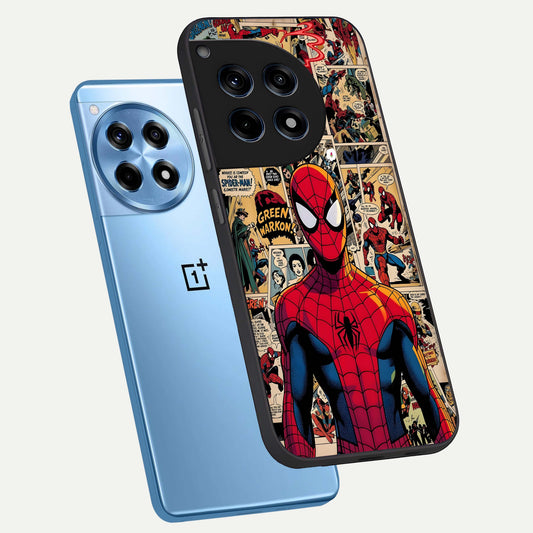  Aesthetic Spider phone case For OnePlus 12R showing premium glass back cover with detailed artwork