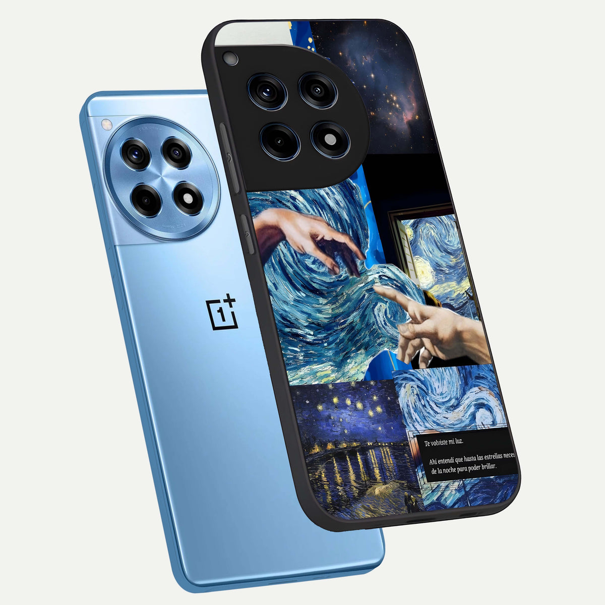  Aesthetic Vando Hands phone case For OnePlus 12R showing premium glass back cover with detailed artwork