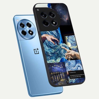  Aesthetic Vando Hands phone case For OnePlus 12R showing premium glass back cover with detailed artwork
