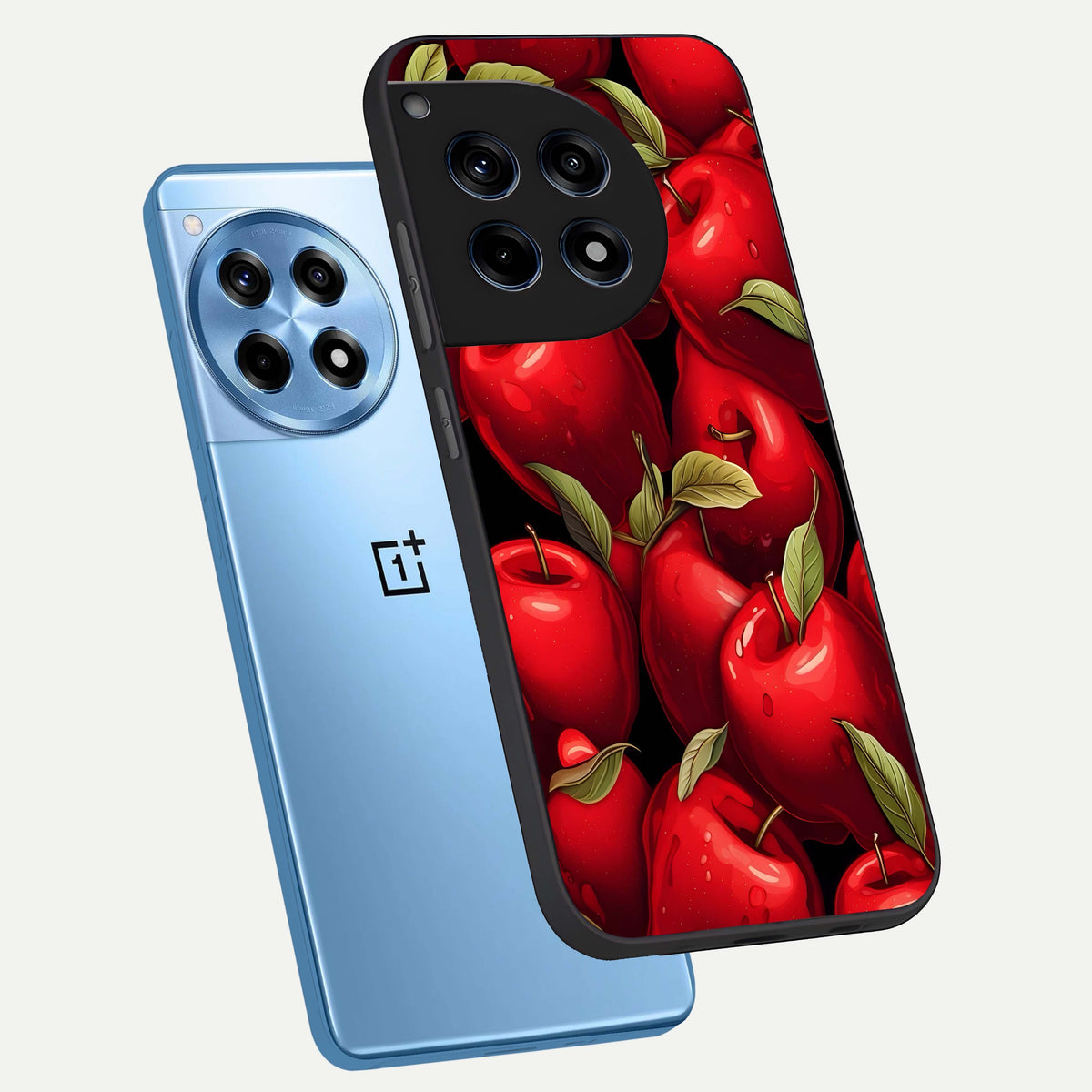  Apple Pattern phone case For OnePlus 12R showing premium glass back cover with detailed artwork