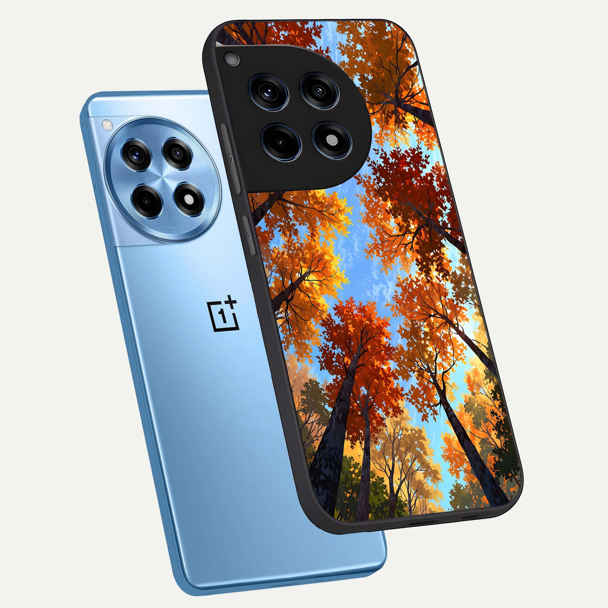  Autumn Sky Rise phone case For OnePlus 12R showing premium glass back cover with detailed artwork