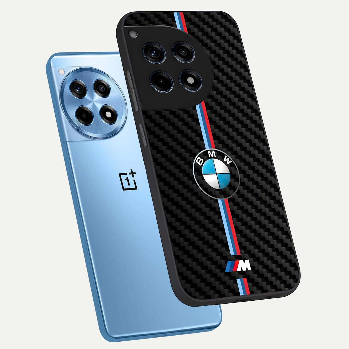  BMW Pattern phone case For OnePlus 12R showing premium glass back cover with detailed artwork