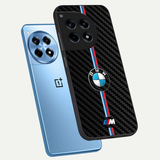  BMW Pattern phone case For OnePlus 12R showing premium glass back cover with detailed artwork