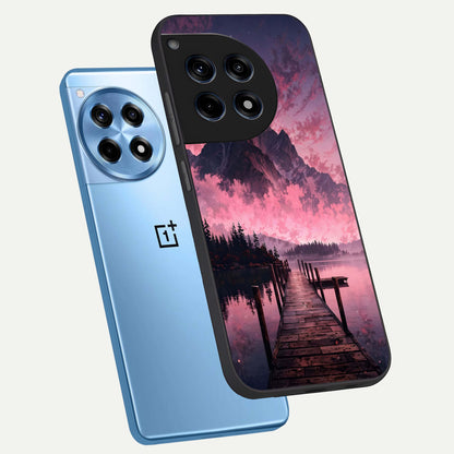  Beautiful Mountain View phone case For OnePlus 12R showing premium glass back cover with detailed artwork